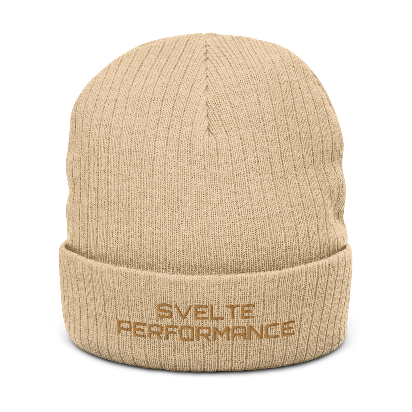 Ribbed Knit Beanie Svelte Logo Embroidered